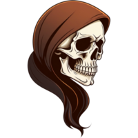 Hand drawn cartoon skull. AI Generative png