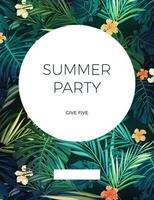 tropical summer party flyer template vector