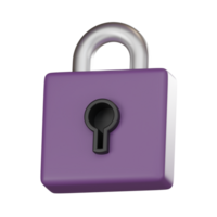 Digital cybersecurity lock secure 3D render. png