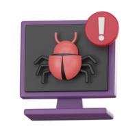 Digital virus 3D icon cybersecurity, computer bug, malware 3D render. png