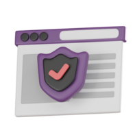 seguro navegando ícone conectados privacidade e dados proteção 3d renderizar. png