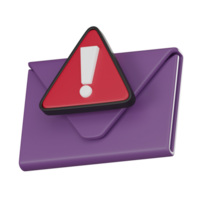 Spam Email Notification Exclamation 3D Icon, Cyber Security. 3D render. png