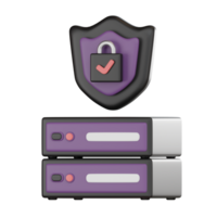 Futuristic Server Protection 3D Icon, Digital Security 3D render. png