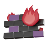 Cyber Security Firewall 3D Icon Digital Protection 3D render. png