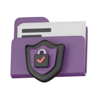 Digital Security with Folder 3D Icon - Cybersecurity and Data Protection 3D render. png