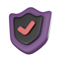 Digital cyber security shield icon in online data protection concept 3D Render. png