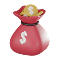 rojo dinero bolso icono para negocio 3d prestar. png