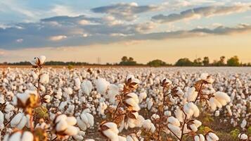 Cotton Fields Ready for the Bountiful Yield. Generative AI photo