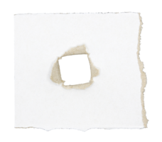 A piece of paper is torn with a hole on transparent background png file