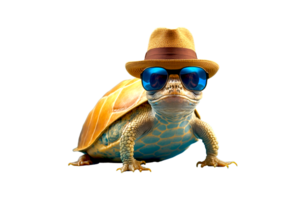turtle in sunglasses ai generated png