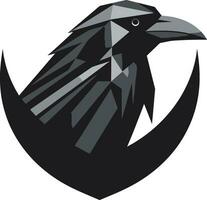 Intricate Raven Crest Design Stylish Raven Silhouette Badge vector