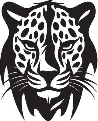 Silhouette of a Graceful Whiskered Speedster Geometric Monochrome Emblem