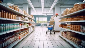 Exploring a Dazzling Array of Products in the Supermarket. Generative AI photo