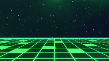 Retro style 80s-90s laser neon background. Futuristic Grid landscape. Digital Cyber Surface. Suitable for design in the style of the 1980s-1990s. 3D illustration photo