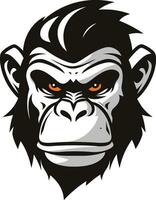 chimpancé silueta en noir un marca de fuerza elegancia en naturaleza negro chimpancé emblema diseño vector