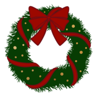 Christmas Wreath Tied With Red Ribbons png