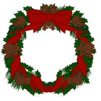 Christmas Wreath With Red Ribbons png