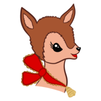 Cute Reindeer Cartoon With Red Ribbon png
