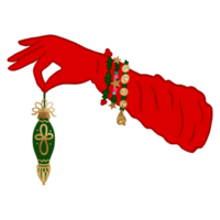 glamoureus vrouw hand- Holding Kerstmis ornament png