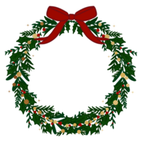 Floral Christmas Wreath With Red Bow png