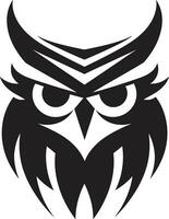 Abstract Owl Graphic Badge Black Feathery Owl Symbol vector