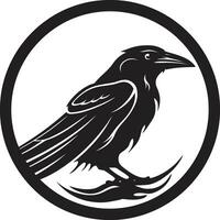 Sleek Raven Badge of Honor Graceful Crow Emblematic Symbol vector