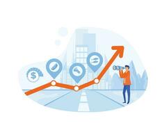 The graph of rising consumer product prices around the world. flat vector modern illustration