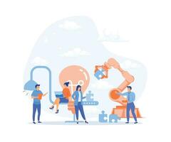 brainstorming, business concept for teamwork, finding new solutions, flat vector modern illustration