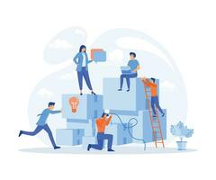 online assistant at work. Searching for new ideas solutions, working together in the company, flat vector modern illustration