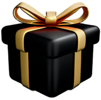 black gift box with golden bow Ai generated  3d png