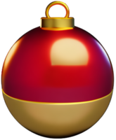Navidad pelotas nuevo años víspera decoración oro rojo reluciente invierno decoración colgando decorativo 3d símbolos ai generado png