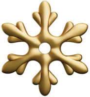 Golden chrome snowflake 3d realistic christmas decoration isolated on transparent background Design element for Christmas Ai generated png