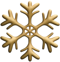 Golden chrome snowflake 3d realistic christmas decoration isolated on transparent background Design element for Christmas Ai generated png