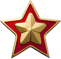 Ai generated Golden and red star isolated  3D rendering png