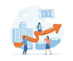 Tax Burden Payment Obligation, Business people scared with tax debt burden,  flat vector modern illustration