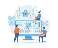 datos proteccion concepto. datos seguridad y intimidad y Internet seguridad, plano vector moderno ilustración
