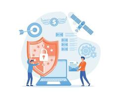 Data protection Concept, Network Security, People Character, Data security and privacy,  flat vector modern illustration