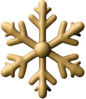 Golden chrome snowflake  3d realistic christmas decoration isolated on transparent background. Design element for Christmas. Ai generated png