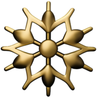 Golden chrome snowflake 3d realistic christmas decoration isolated on transparent background Design element for Christmas Ai generated png