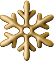 Golden chrome snowflake 3d realistic christmas decoration isolated on transparent background Design element for Christmas Ai generated png