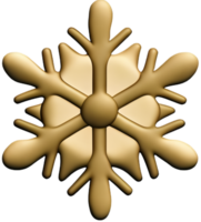 Golden chrome snowflake 3d realistic christmas decoration isolated on transparent background Design element for Christmas Ai generated png