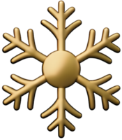 Golden chrome snowflake 3d realistic christmas decoration isolated on transparent background Design element for Christmas Ai generated png