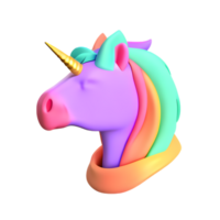 a unicorn head with a rainbow colored mane AI Generated png