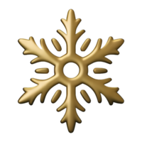 Golden chrome snowflake 3d realistic christmas decoration isolated on transparent background Design element for Christmas Ai generated png