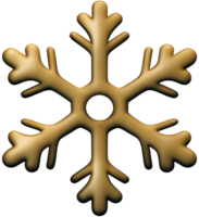 Golden chrome snowflake 3d realistic christmas decoration isolated on transparent background Design element for Christmas Ai generated png