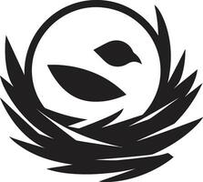 anidamiento en elegancia negro vector pájaro nido logo el Arte de sencillez negro pájaro nido emblema