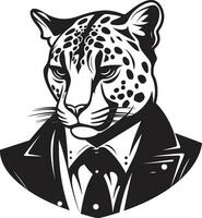 Ink Black Majesty Ocelot Icon in Profile Fierce Elegance Vector Ocelot Heraldry