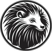 Porcupine Spike Monochrome Symbol Elegant Porcupine Quill Seal vector