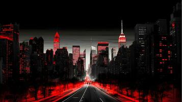 architecture abstract cityscape buildings with skyscrapers generative AI. urban background modern design structure construction exterior city illustration architectural facade window downtown. photo