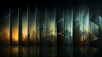 architecture abstract cityscape buildings with skyscrapers generative AI. urban background modern design structure construction exterior city illustration architectural facade window downtown. photo